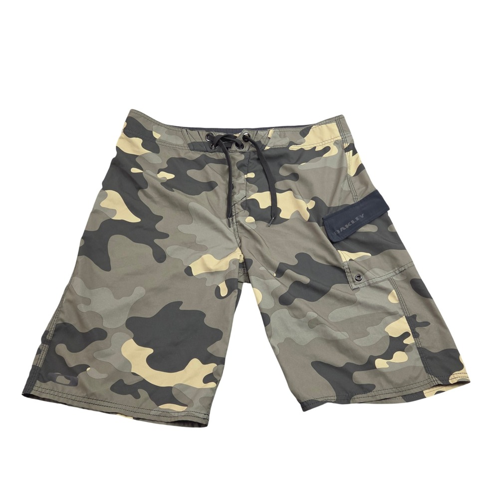 Oakley Board Shorts Mens 36 Green Camo Cargo Pocket Stretch Swim Trunks Surf